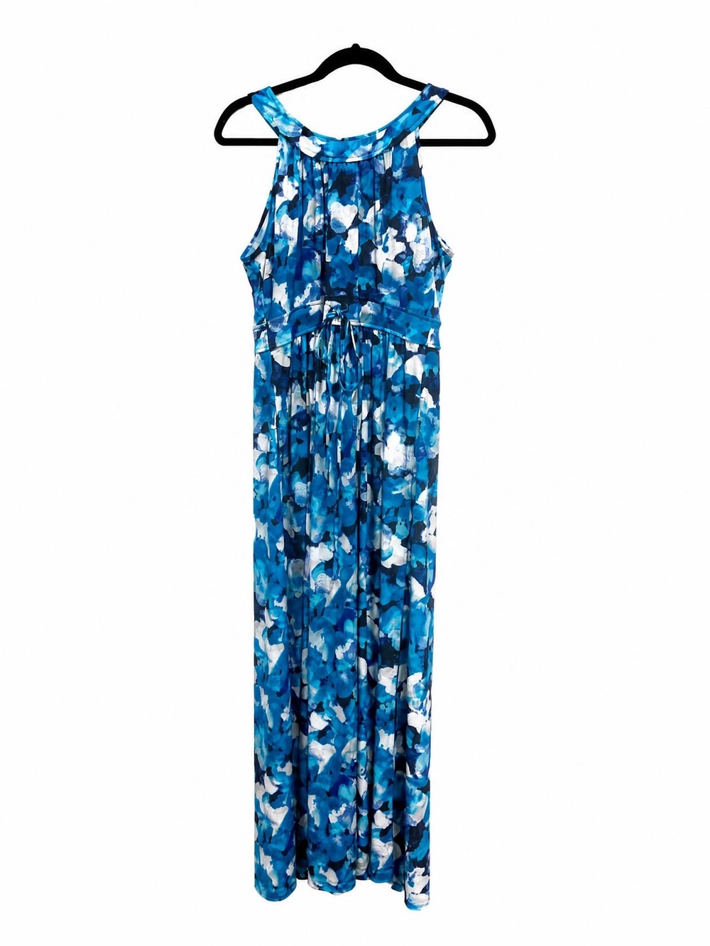 Calvin Klein Blue & White Floral Halter Maxi Dress